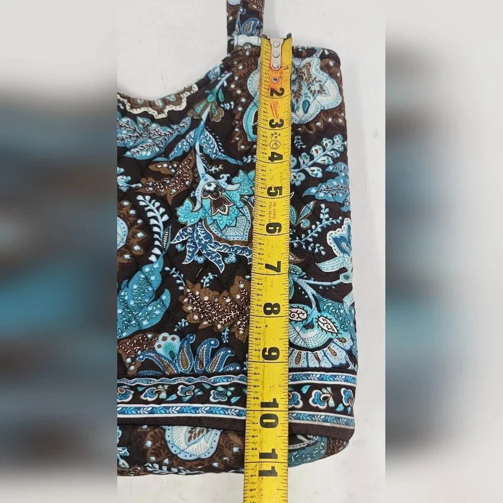 Retired Vera Bradley Blue Java Brown Floral Paisley Tote - Picture 14 of 16